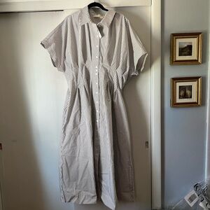 Anthropologie Tobie Button-Front Pleated Shirt Dress by Exquise Plus Size 2X